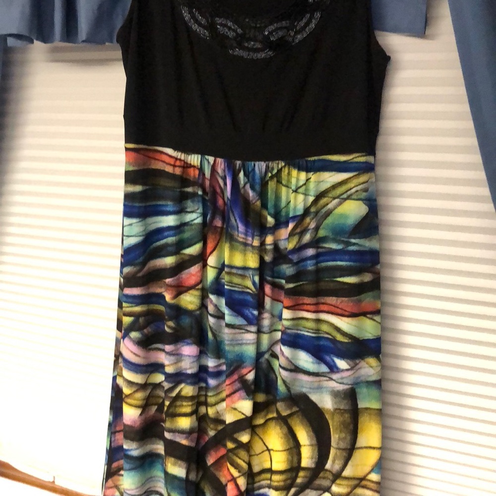 Black bodice w/ multi colored skirt